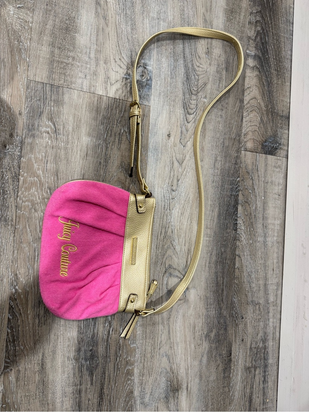 Juicy Couture Hot Pink and Gold Crossbody Purse